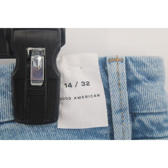 Good American High Rise Distressed Raw Hem Crop Jeans Indigo113 Women 14/32 NWT - Picture 8 of 10